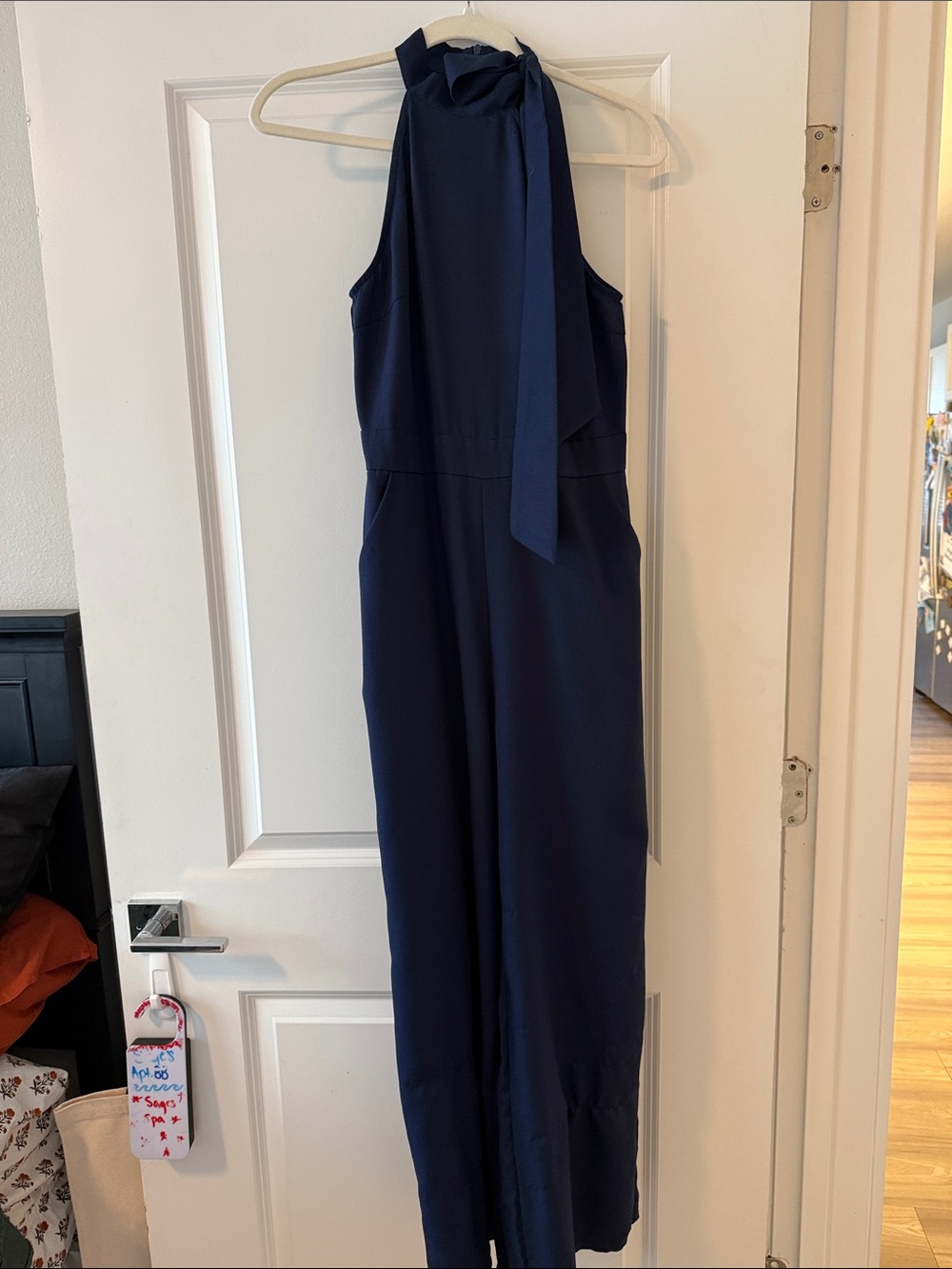 Navy Halter Tie-Neck Jumpsuit